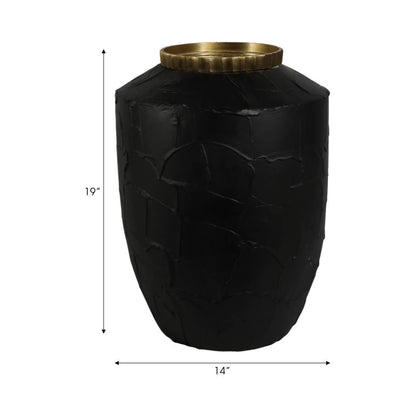 Decorative Vase - Black Ceramic Small Matte Finish, 19 in.