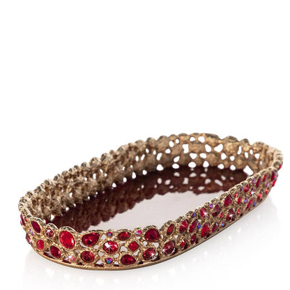 Jay Strongwater Julius Bejeweled Swarovski Crystal Enamel Gold-Finished Decorative Tray, Ruby