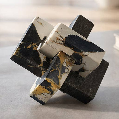 Decorative Sculpture - Black/White Marble Knot, 5 in.