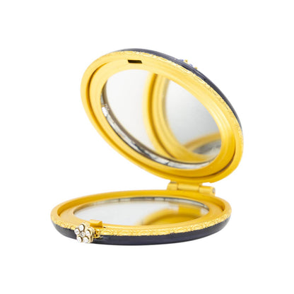 Jay Strongwater Jayla 2" Butterfly Delft Garden Compact Mirror, Love Gold-Finished Zinc