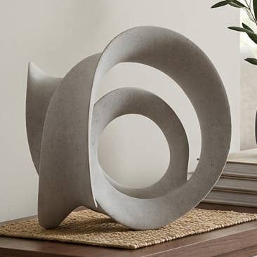 Decorative Sculpture - Gray Resin Curved Loop Design, 12 in.