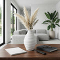 Decorative Vase - White Terracotta Layered Textured, 14 in.