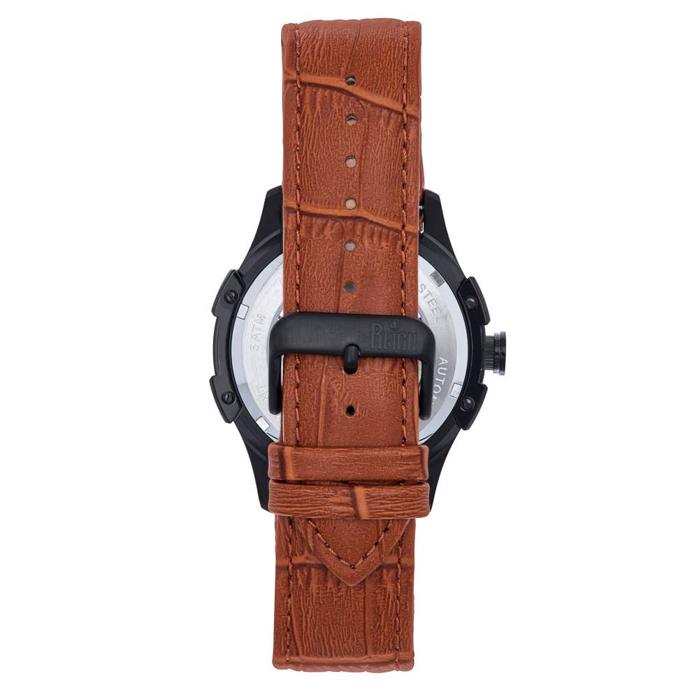Reign Solstice Men's Automatic Skeleton Leather Watch