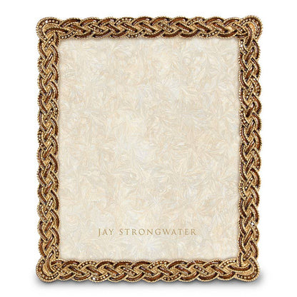 Jay Strongwater Aidan Braided 8" x 10" Enamel Gold-Finished Picture Frame, Amber