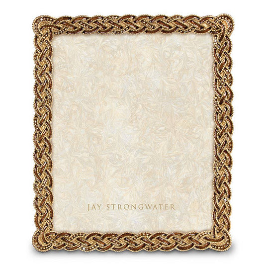 Jay Strongwater Aidan Braided 8" x 10" Enamel Gold-Finished Picture Frame, Amber