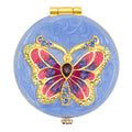 Jay Strongwater Jayla 2" Round Butterfly Compact Mirror, Floral Austrian Crystal Enamel Gold-Finished Flora & Fauna