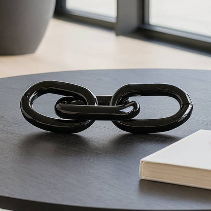 Decorative Sculpture - Black Glass Chain Link, 13 in.
