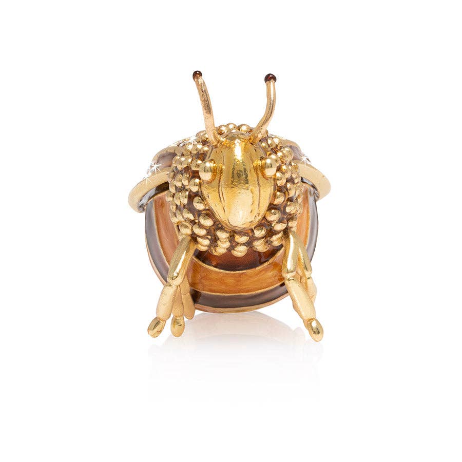 Jay Strongwater Winnie Honey Bee Decorative Box, Pink Swarovski Crystal Enamel Gold-Finished