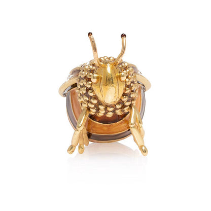 Jay Strongwater Winnie Honey Bee Decorative Box, Pink Swarovski Crystal Enamel Gold-Finished