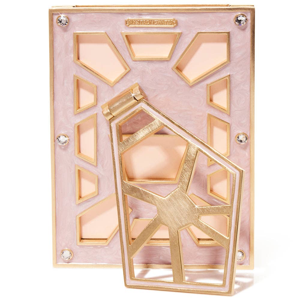 Jay Strongwater Lavinia Rose Pavé 4" x 6" Crystal Enamel Picture Frame, Pale Pink