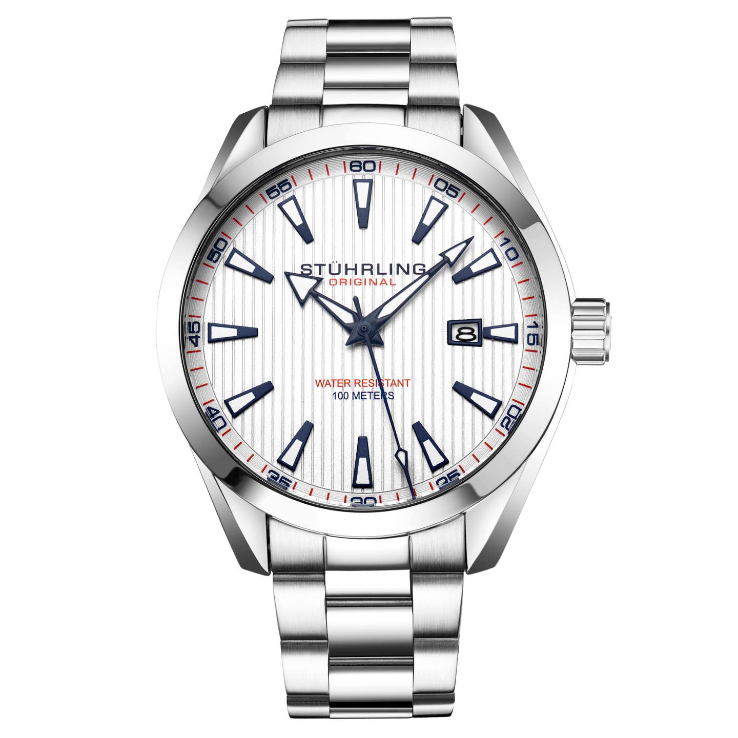 Stuhrling Original Symphony Men's Quartz Watch, Silver Dial, Silver Bracelet