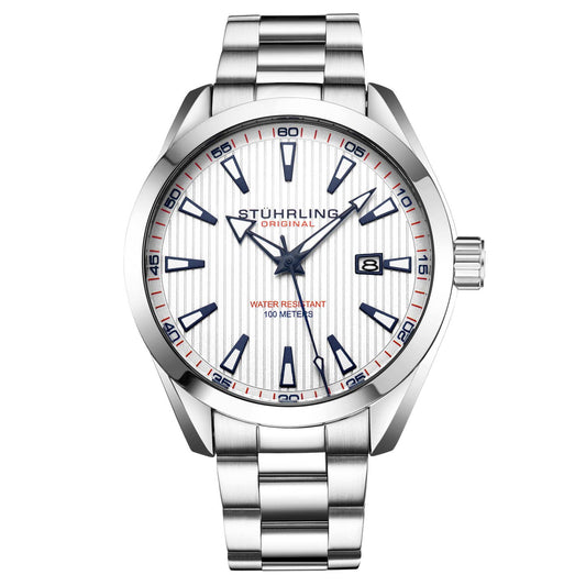 Stuhrling Original Symphony Men's Quartz Watch, Silver Dial, Silver Bracelet