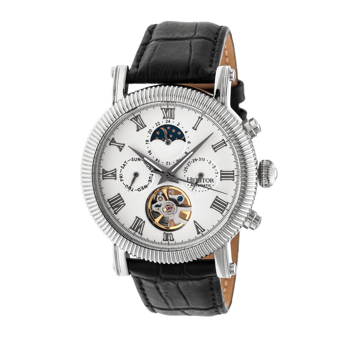 Heritor Winston Men's Automatic Semi-Skeleton Leather Watch, Style HERHR5201