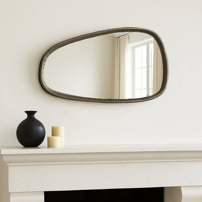 Wall Mirror - Black Metal Organic Irregular Shape, 30 in.