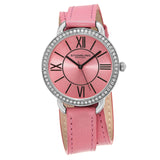 Stuhrling Original Dauville Sport 587 Women's Quartz Watch, 37mm, Pink Double-Wrap Strap, Crystal-Accented Bezel