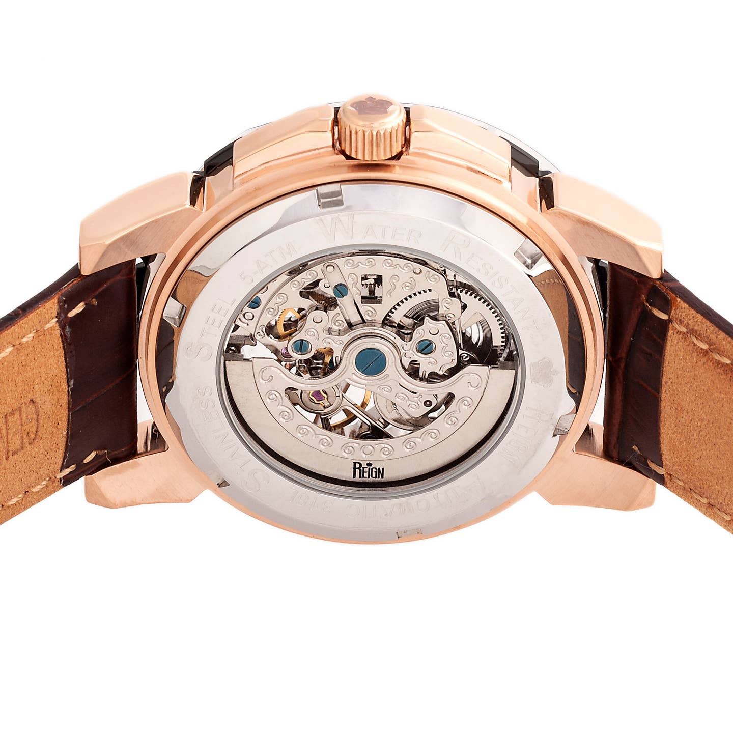 Reign Philippe Men's Automatic Skeleton Leather Watch