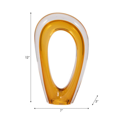 Decorative Sculpture - Orange/Clear Glass Cut-Out, 12 in.