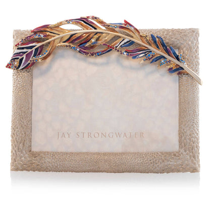 Jay Strongwater Asa Feather 5" x 7" Swarovski Crystal Enamel Picture Frame