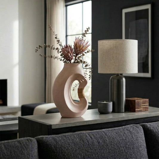 Decorative Vase - Tan Ceramic Large Leather Wrap, 16 in.