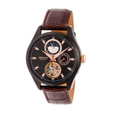 Authentic Heritor Sebastian Men's Automatic Semi-Skeleton Leather Watch, Style HERHR6906