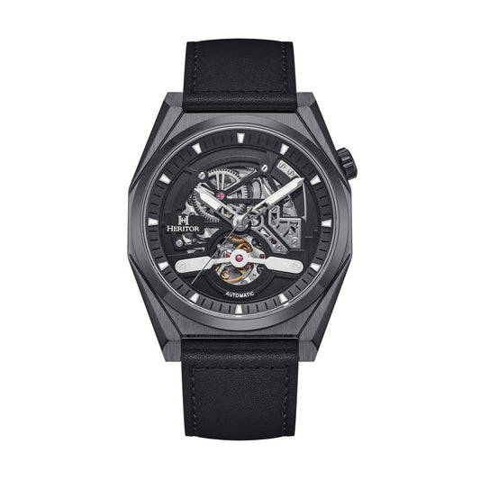 Heritor Amadeus Men's Automatic Semi-Skeleton Leather Watch, Style HERHS3405