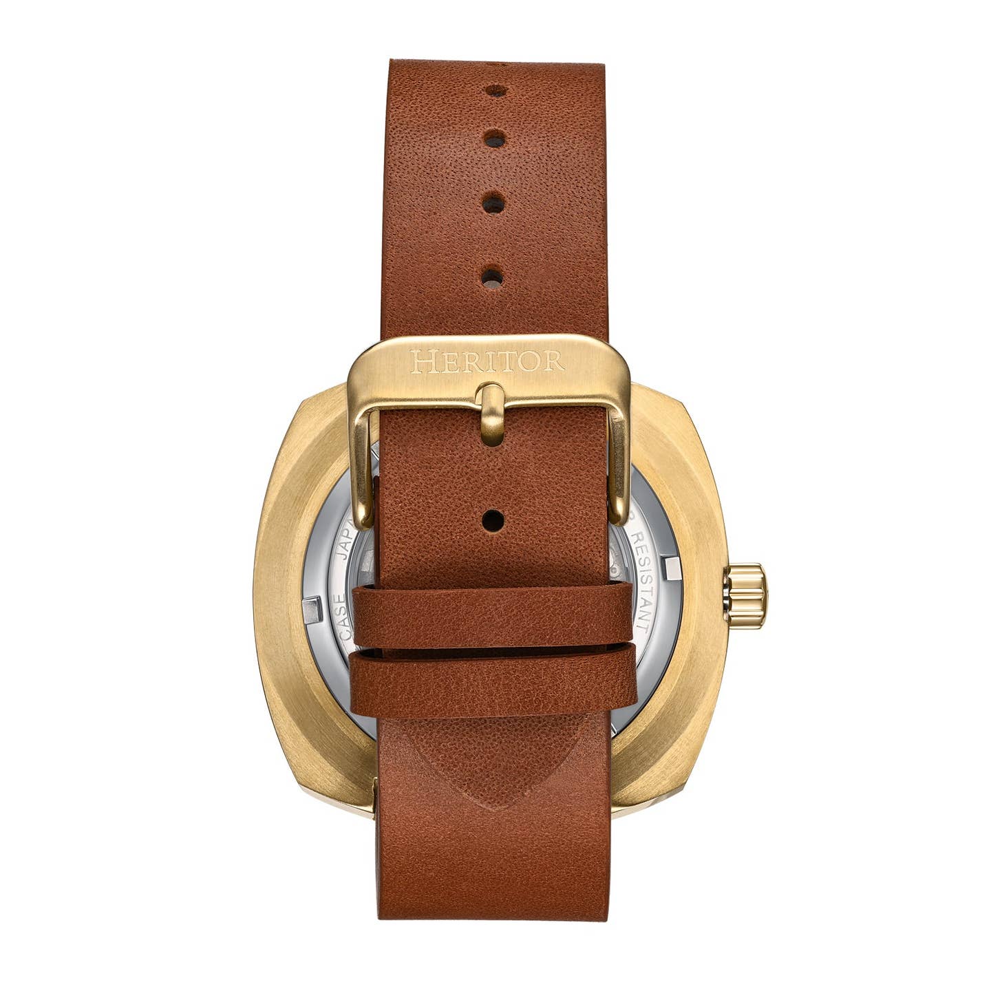 Heritor Davenport Men's Automatic Engraved-Case Leather Watch, Style HERHS3203