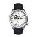 Reign Bauer Men's Automatic Semi-Skeleton Leather Watch