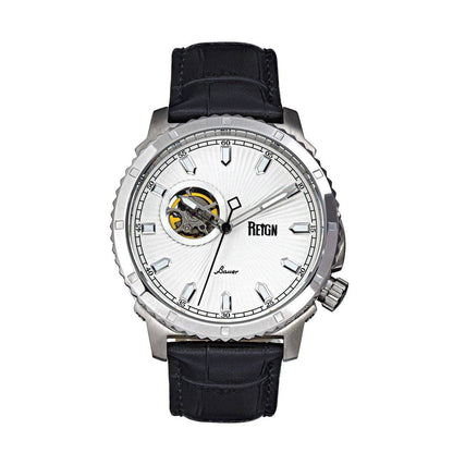 Reign Bauer Men's Automatic Semi-Skeleton Leather Watch