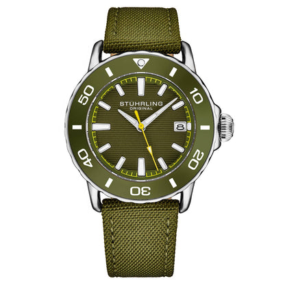 Stuhrling Original Explorer Men's Quartz Diver Watch, 40mm, Green Case