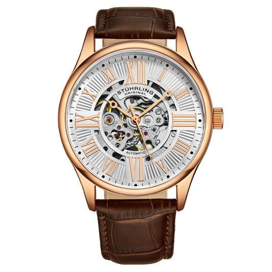 Stuhrling Original Atrium 3942 Men's Automatic Skeleton Watch, 42mm, Style KCA2W