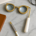 Sculpture - Gold Marble Handle Magnifying Glasses, 8 in.