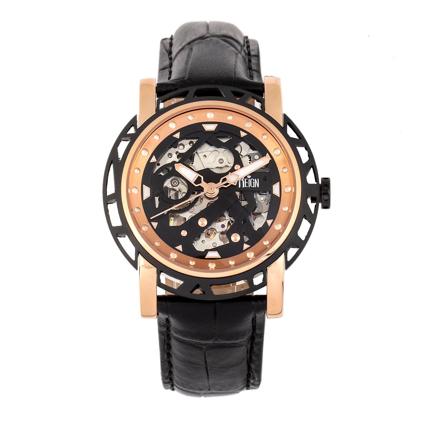 Reign Stavros Men's Automatic Skeleton Leather Watch