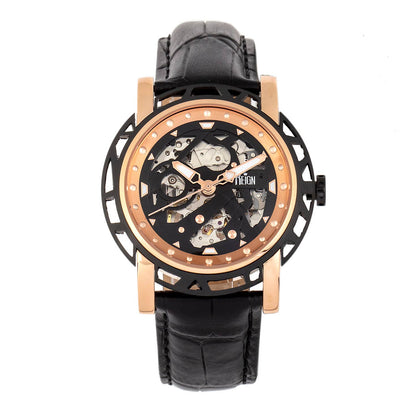 Reign Stavros Men's Automatic Skeleton Leather Watch