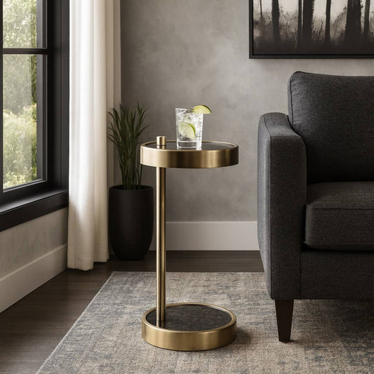 Side Table - Black/Gold Metal Minimalist Sleek Frame, 23 in.