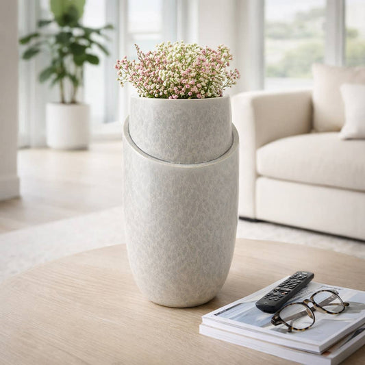 Decorative Vase - Gray Ceramic Sculpted Organic, 15 in.