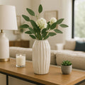 Decorative Vase - Ivory Ceramic Sculpted Floor, 12 in.