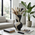 Decorative Vase - Black Ceramic Small Hourglass, 18 in.