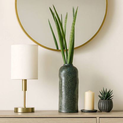 Decorative Vase - Green Ceramic Modern Tall Glazed, 17 in.
