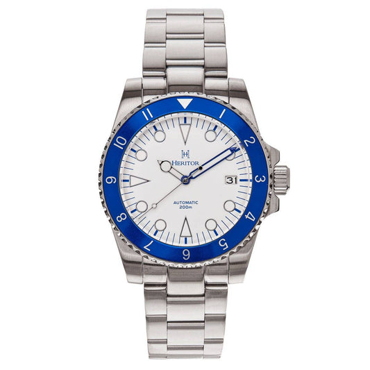 Heritor Luciano Men's Automatic Diver Date Bracelet Watch, Blue/White