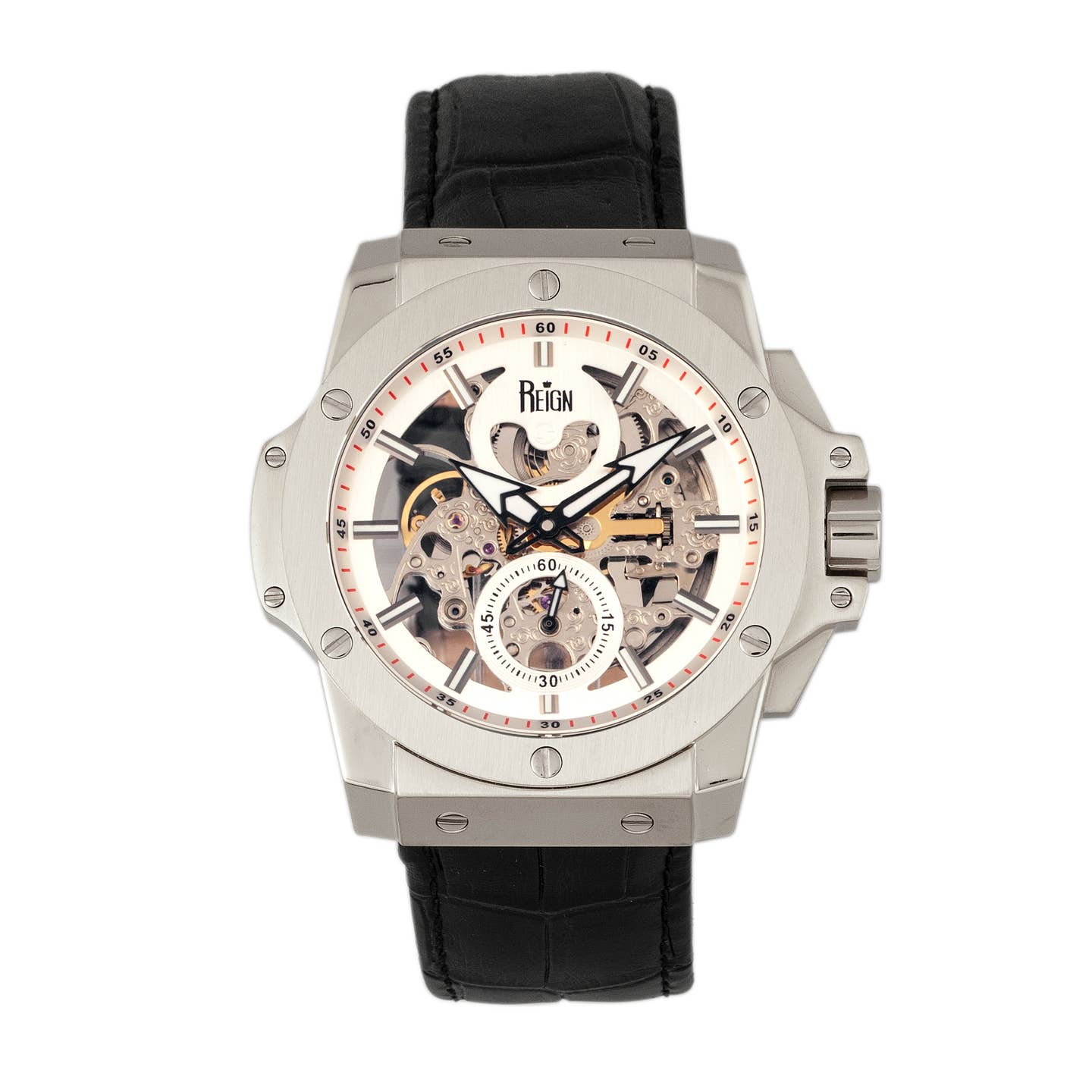 Reign Commodus Men's Automatic Skeleton Leather Watch