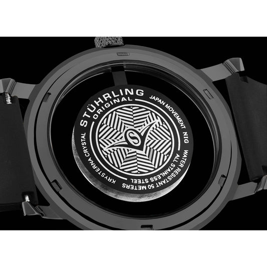 Stuhrling Original Sniper Men's Quartz Aviator Watch, 42mm, Grey Dial, Black Rubber Strap
