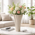 Decorative Vase - Gray Ceramic Refined Fluted, 16 in.
