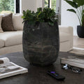 Decorative Vase - Green Glass Round Tall Silhouette, 15 in.