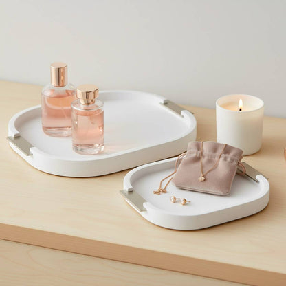 Decorative Trays Set of 2 - Wood Rounded Square, 18/14 in.