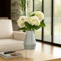 Decorative Vase - Blue Ceramic Triple Tone Faceted, 22 in.
