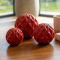 Decorative Sculpture Set of 3 - Red Ceramic Balls, 4/5/6 in.