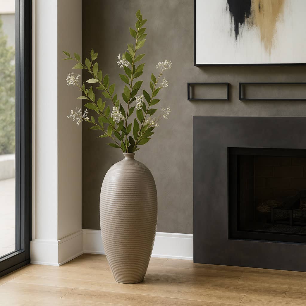Decorative Vase - Beige Ceramic Oversized Portugal, 28 in.