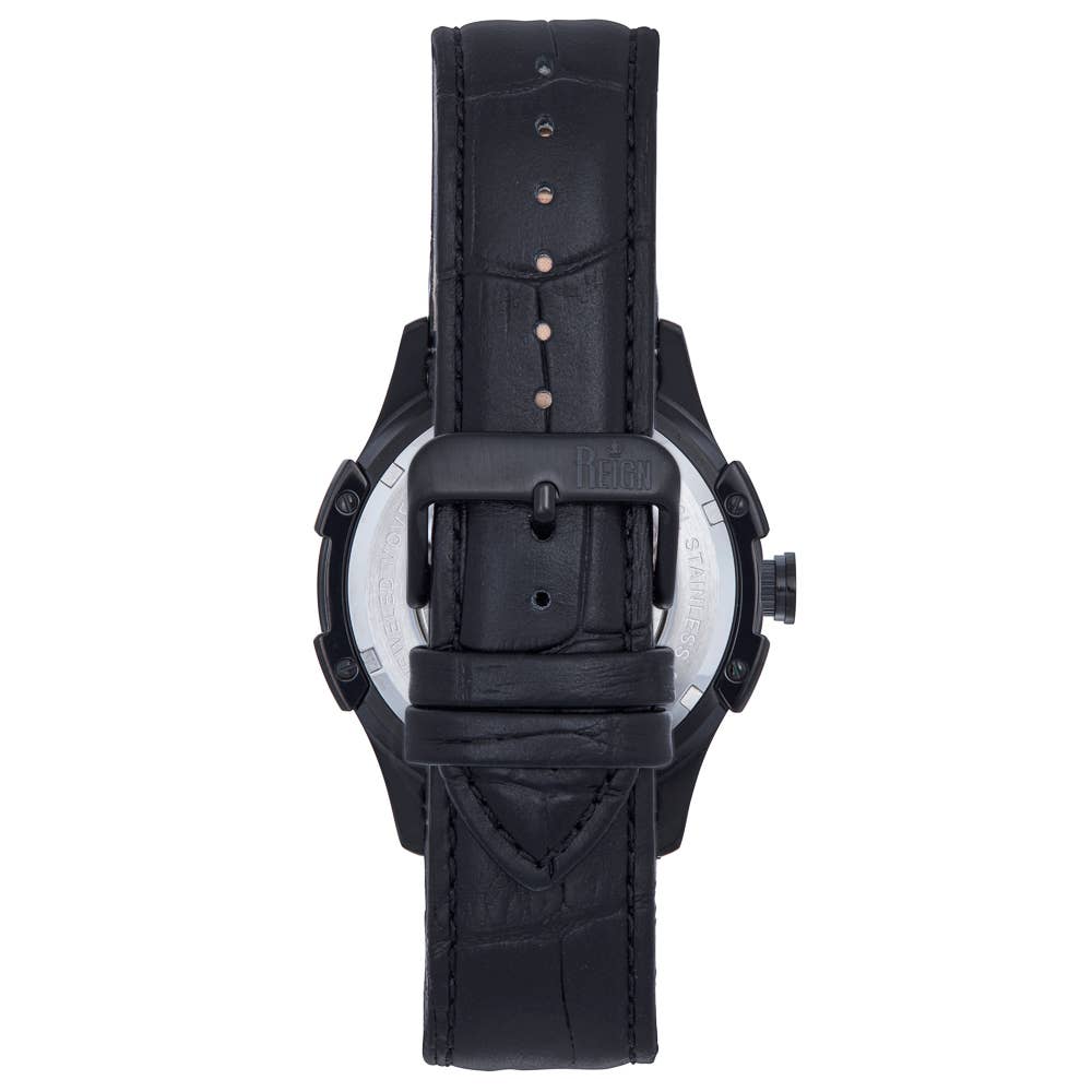 Reign Solstice Men's Automatic Skeleton Leather Watch