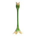 Jay Strongwater Ambrosius Tulip Green Candlestick Holder, Leaf Swarovski Crystal Enamel Gold-Finished