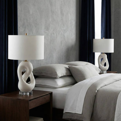 Table Lamp - White Quartz Modern Finish Details, 25 in.